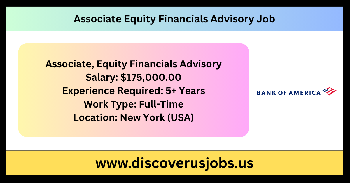 Associate Equity Financials Advisory Job