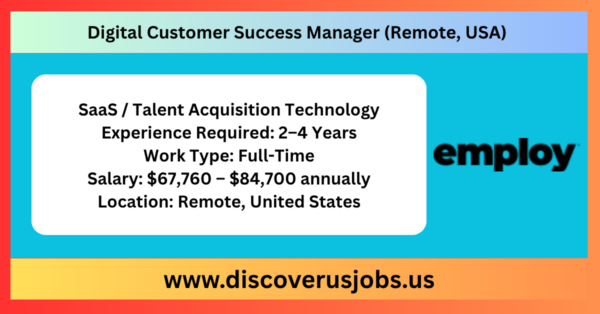 Digital Customer Success Manager Remote USA.