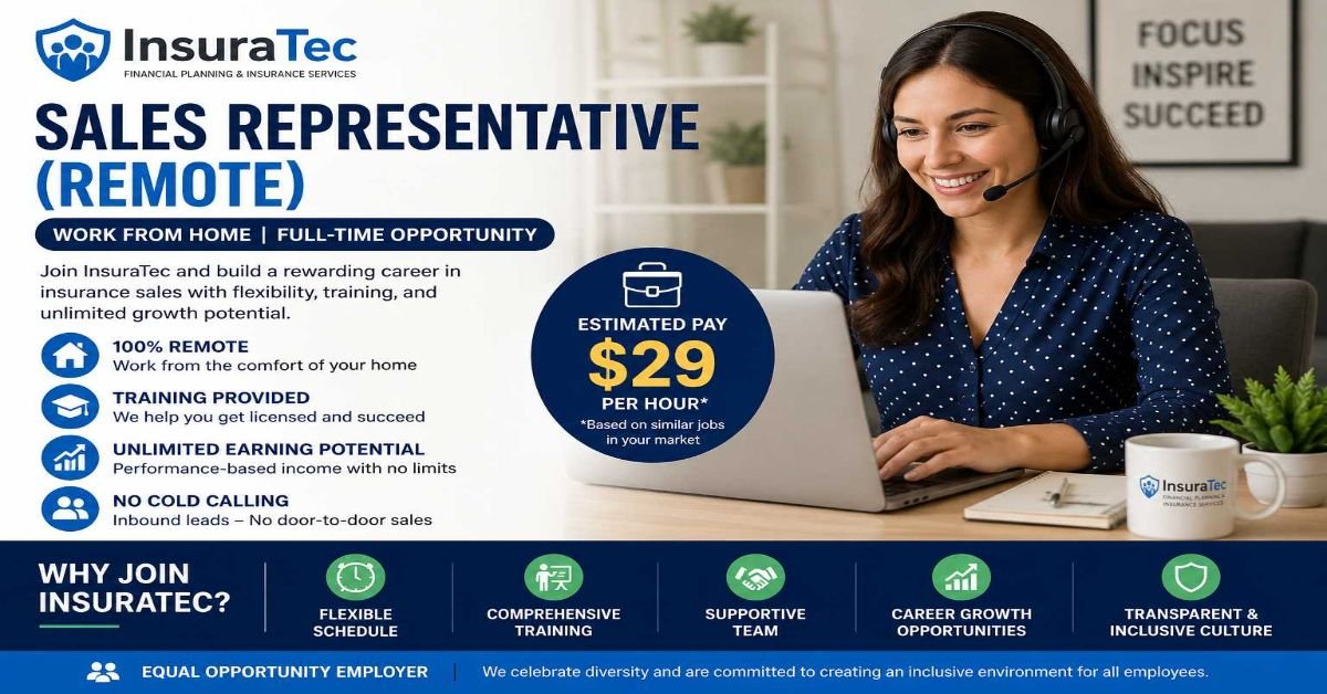 Apply for the InsuraTec Sales Representative remote job